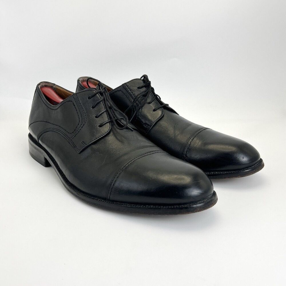 Bostonian Calhoun Oxford Dress Shoes Mens Sz 12 M Black Leather Cap Toe Blucher